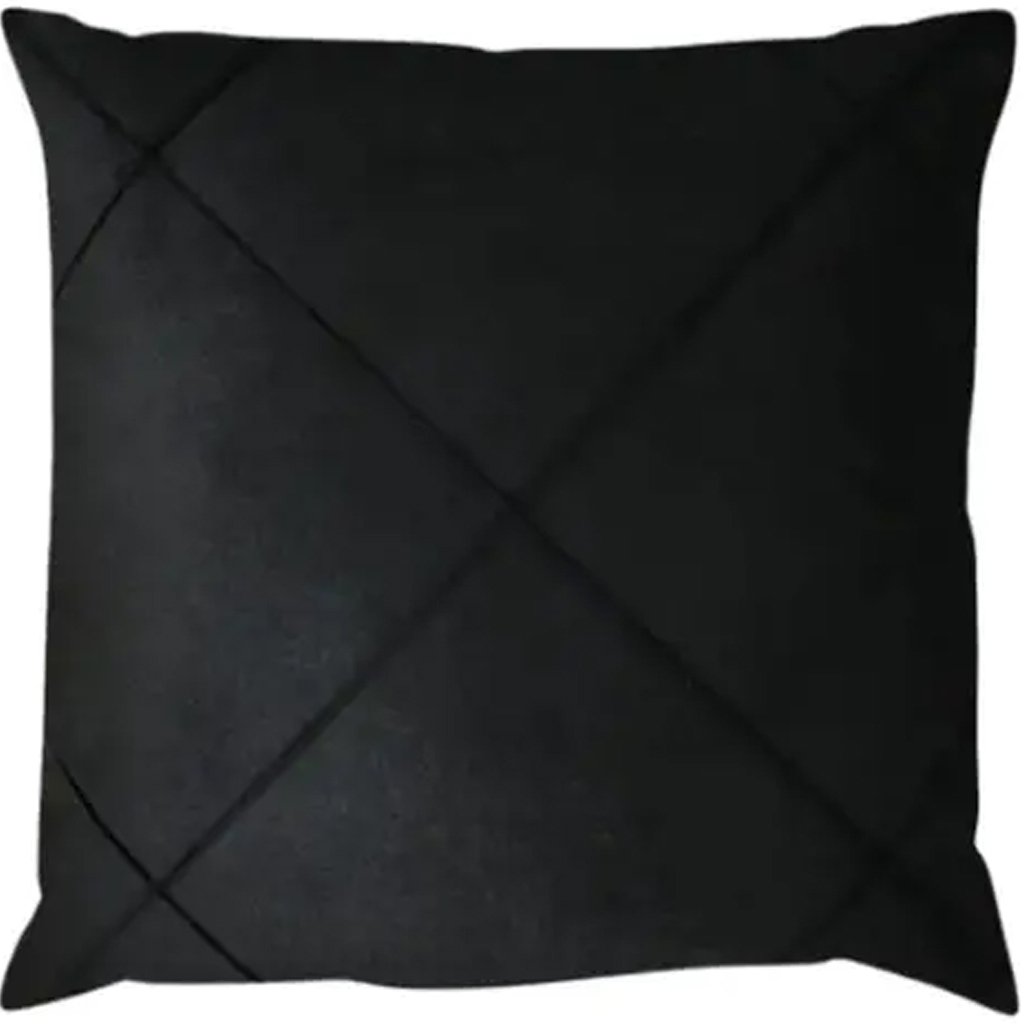 Kit 2 Capa de Almofada Suede Aveludada Drapeada 45x45cm Preto