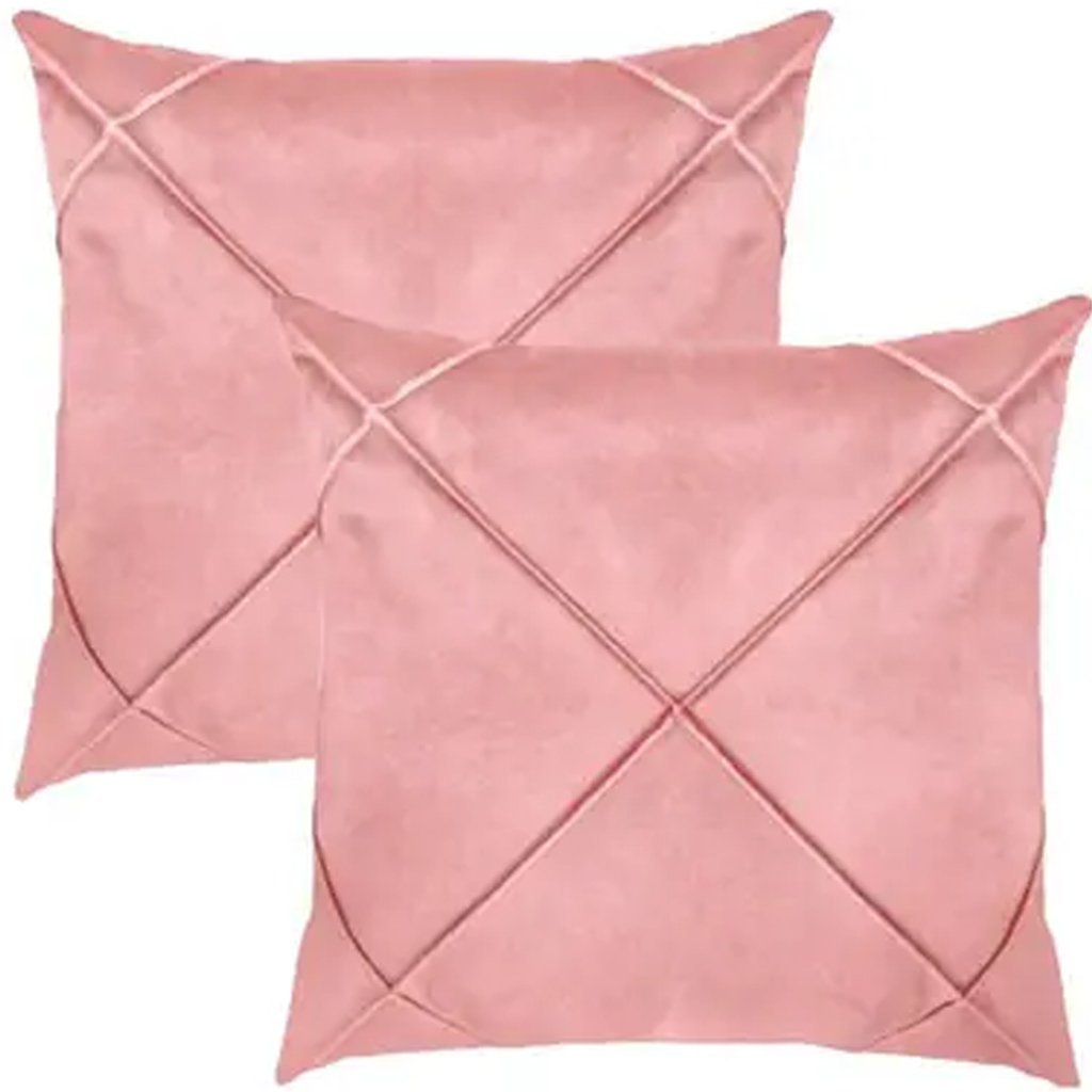 Kit 2 Capa de Almofada Suede Aveludada Drapeada 45x45cm Rosê