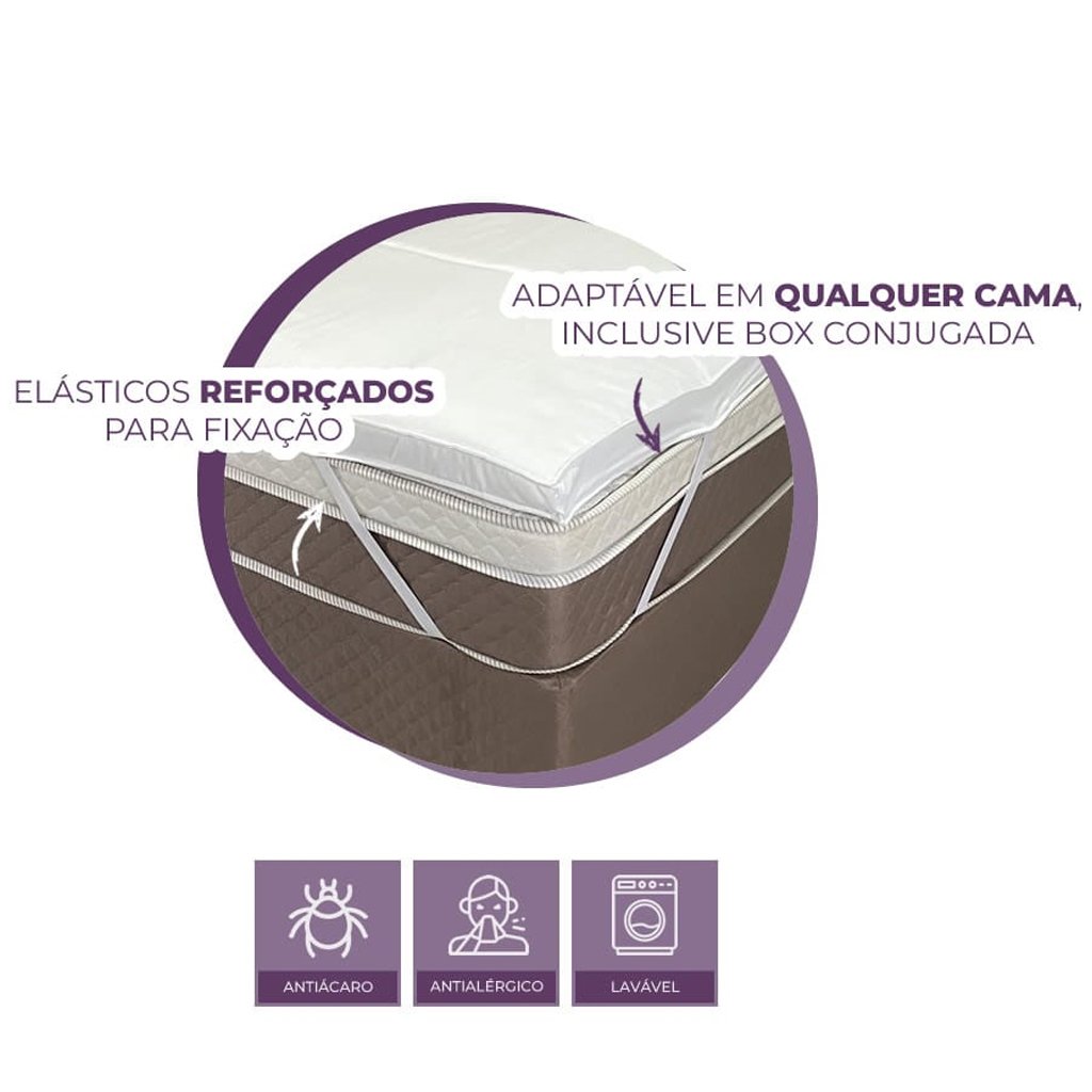 Pillow Top King Dupla Face 200 Fios 6cm 700g/m² 195x203cm Branco