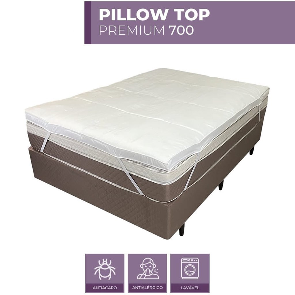 Pillow Top Solteiro King Dupla Face 200 Fios 6cm 700g/m² 100x200cm Branco