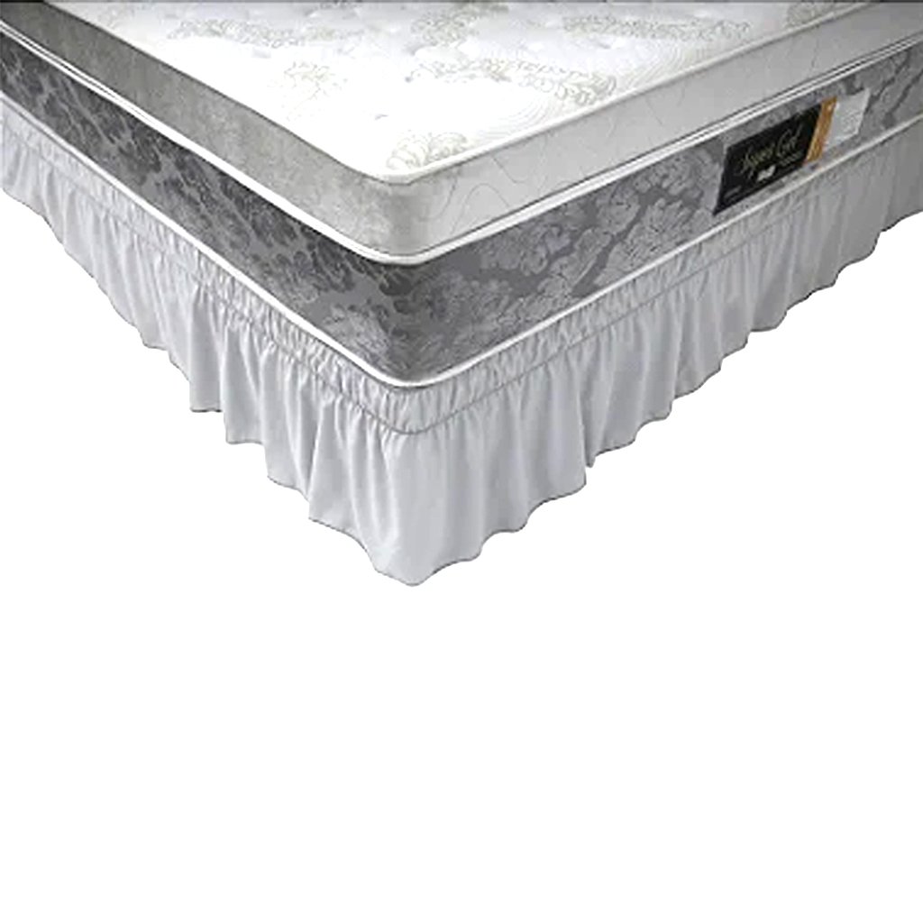 Saia Box Queen com 2 Elásticos e Babado 158x198x38cm Branco