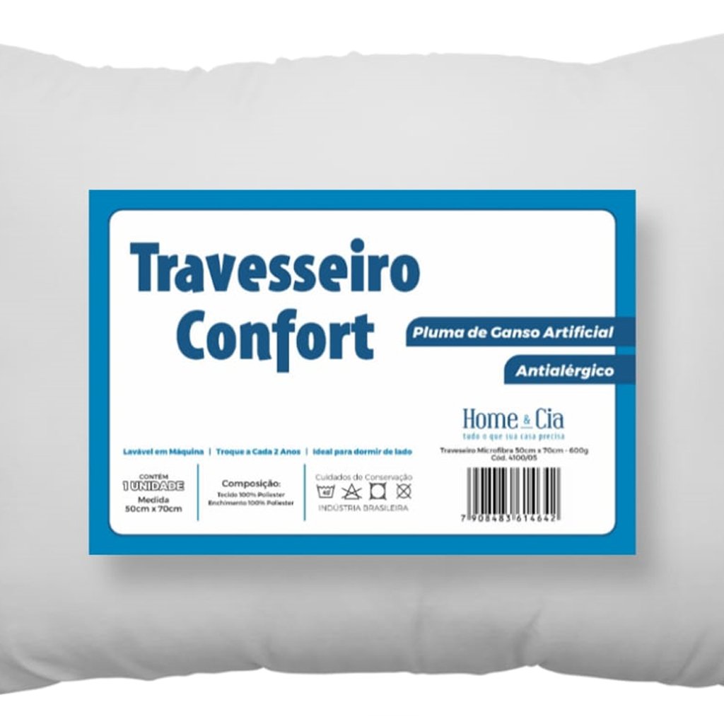 Travesseiro Confort Toque de Plumas Suporte Médio 50x70cm Branco