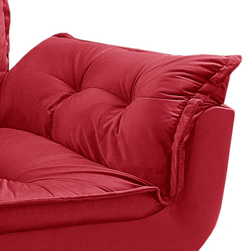 Poltrona Decorativa Opalla Suede Vermelho