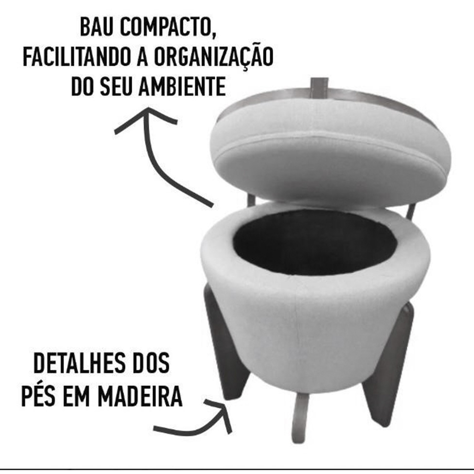 Puff Multiuso Apolo Bege Marfim e Imbuia