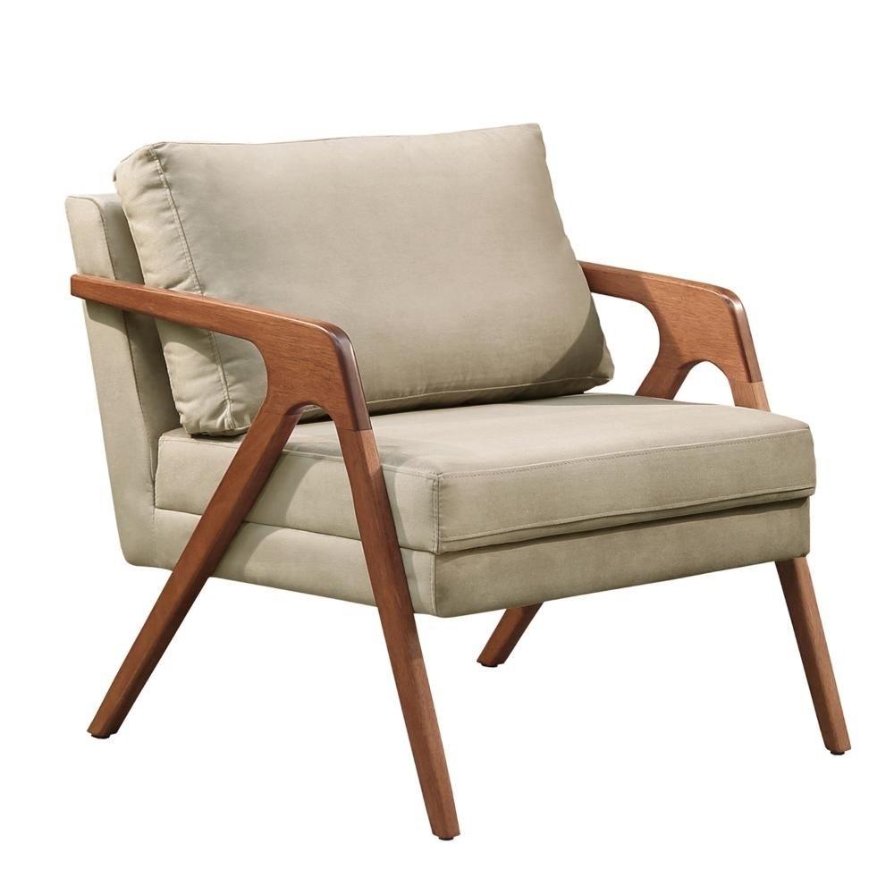 Poltrona Decorativa Mona Linho Bege
