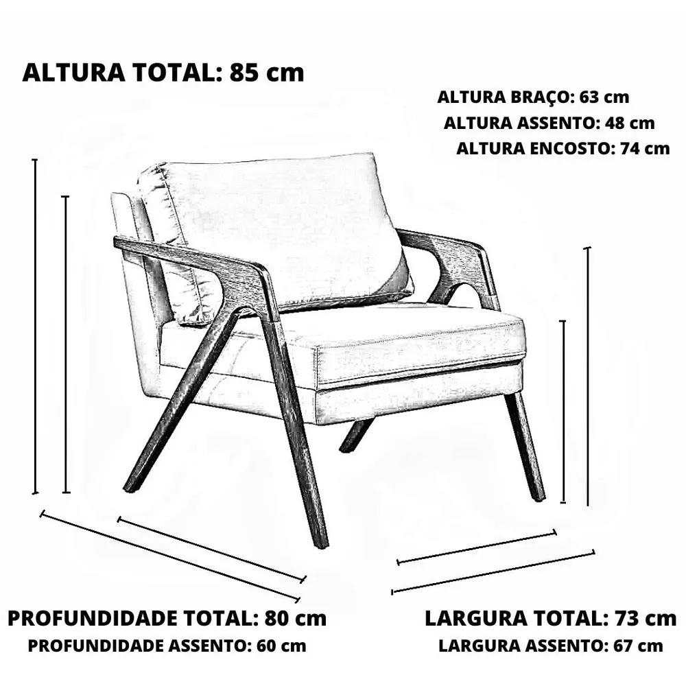Poltrona Decorativa Mona Linho Bege