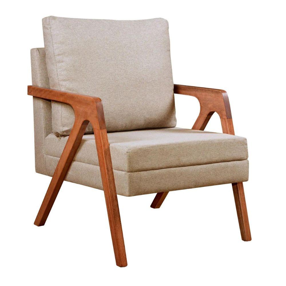 Poltrona Decorativa Mona Linho Bege
