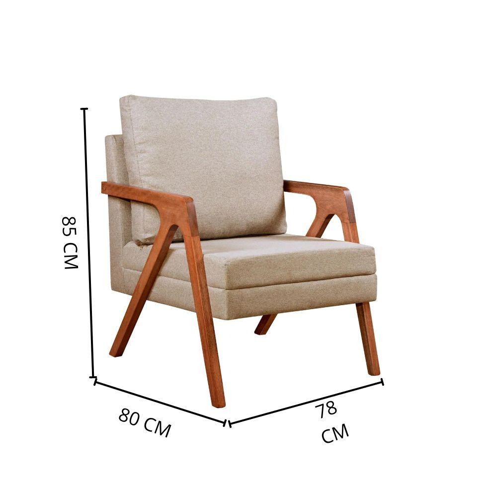 Poltrona Decorativa Mona Linho Bege