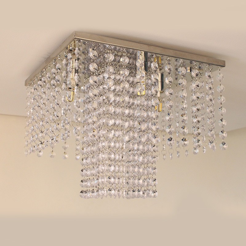  Lustre Luminária Elisabeth de Acrílico para 4 Lâmpadas Halopin G9 de LED 30x30cm