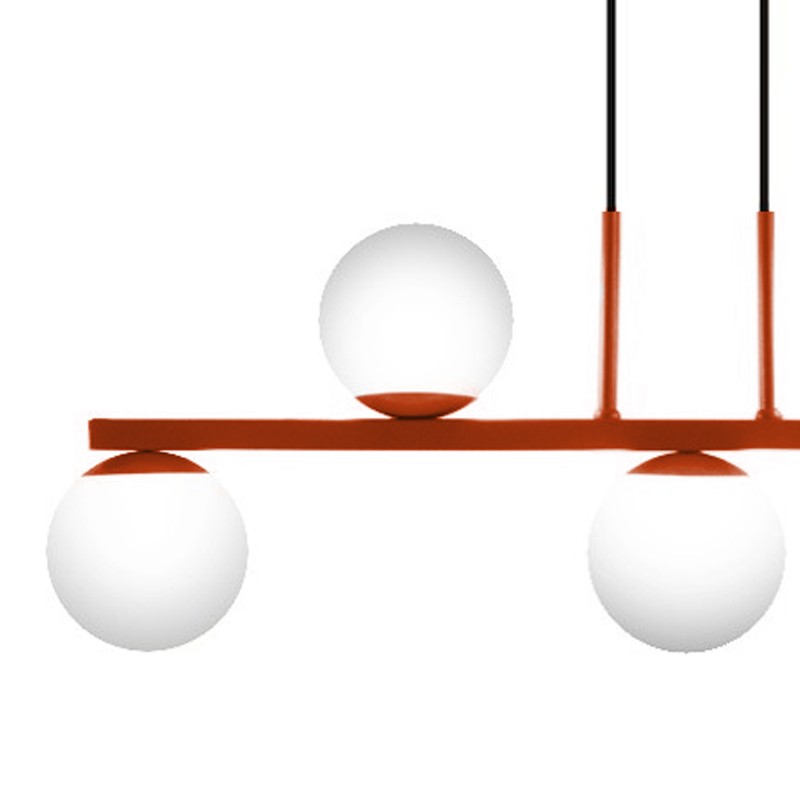  Pendente Jabuti UP na Cor Cobre com Globos Brancos Fosco para 5 Lâmpadas G9 de LED