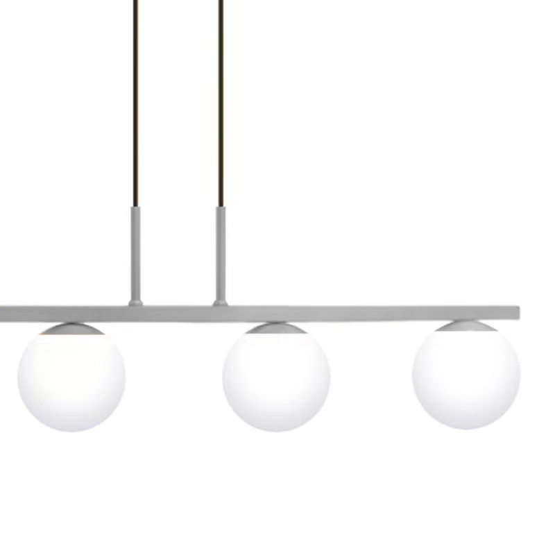  Pendente Jabuti na Cor Prata com Globos Branco Fosco para 4 Lâmpadas G9 de LED