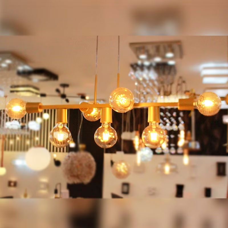 Luminária Pendente para Salas e Quartos Jabuti Dourada para 7 Lâmpadas E27 Bivolt