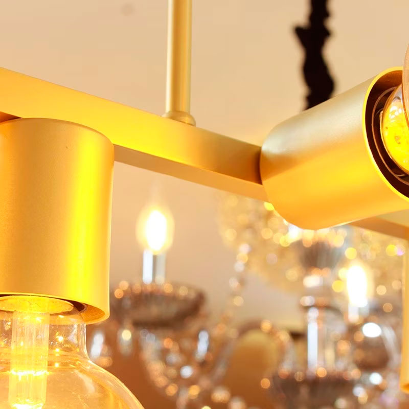 Luminária Pendente para Salas e Quartos Jabuti Dourada para 7 Lâmpadas E27 Bivolt