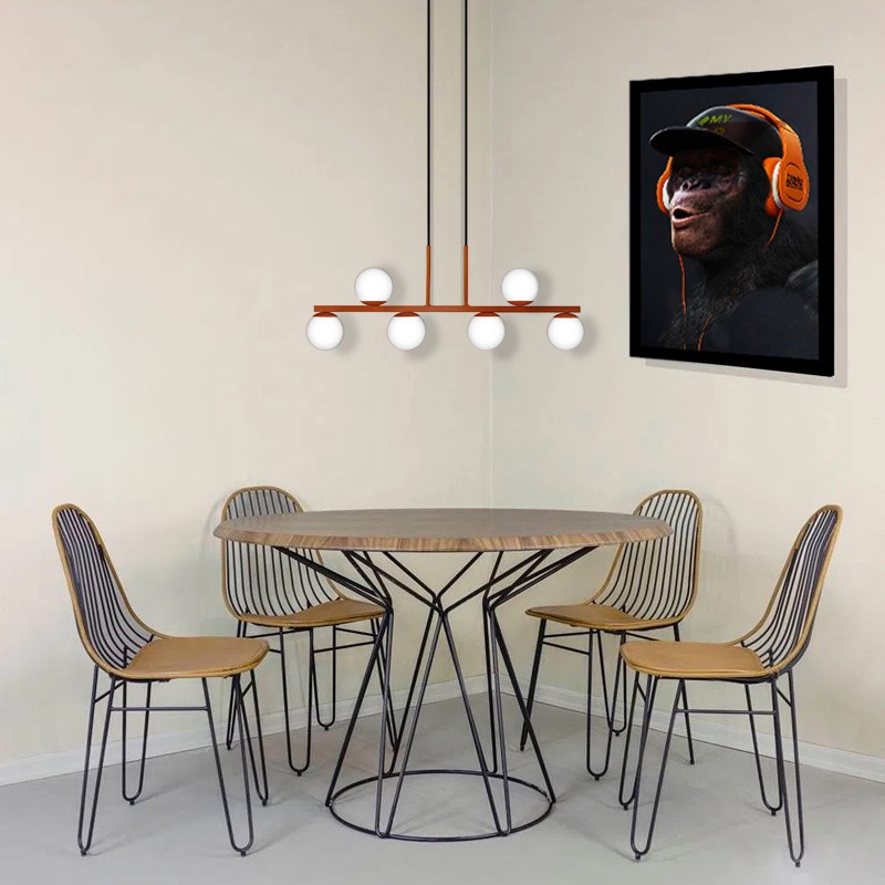 Luminária de Teto Pendente Jabuti UP Cobre com Globos Brancos para 6 Lâmpadas G9 de LED