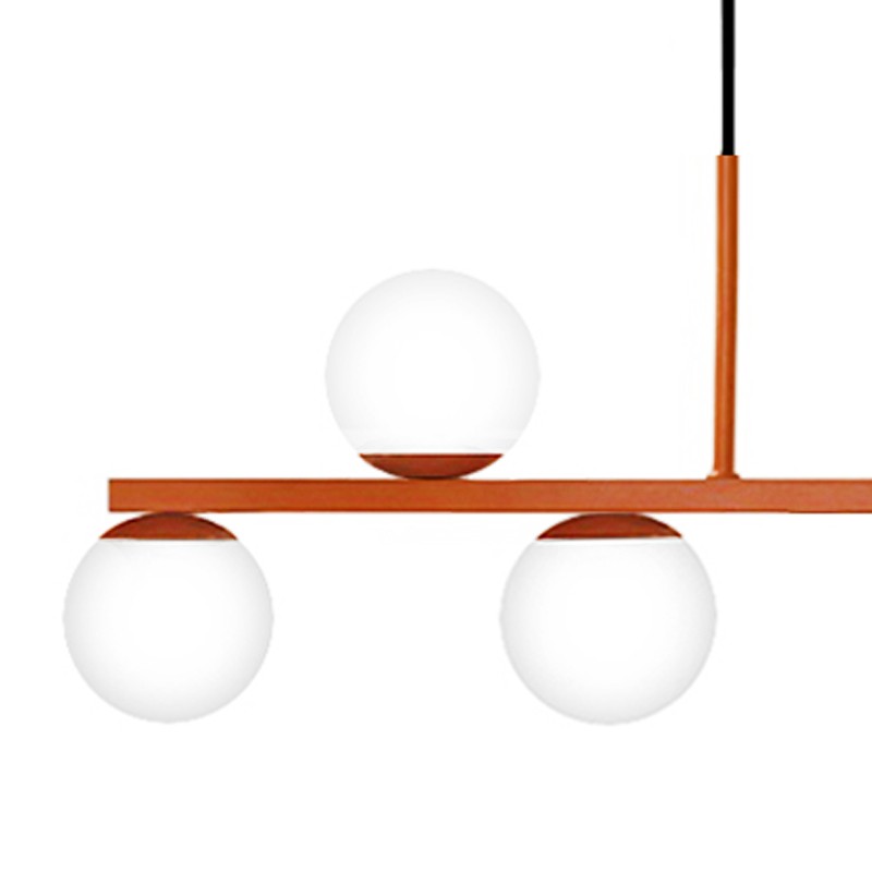 Luminária de Teto Pendente Jabuti UP Cobre com Globos Brancos para 6 Lâmpadas G9 de LED