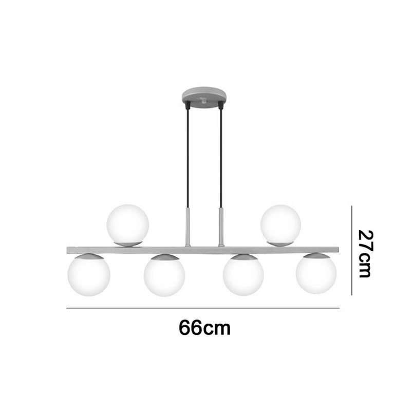 Luminária de Teto Pendente Jabuti UP Dourado Fosco com Globos Brancos para 6 Lâmpadas G9 de LED