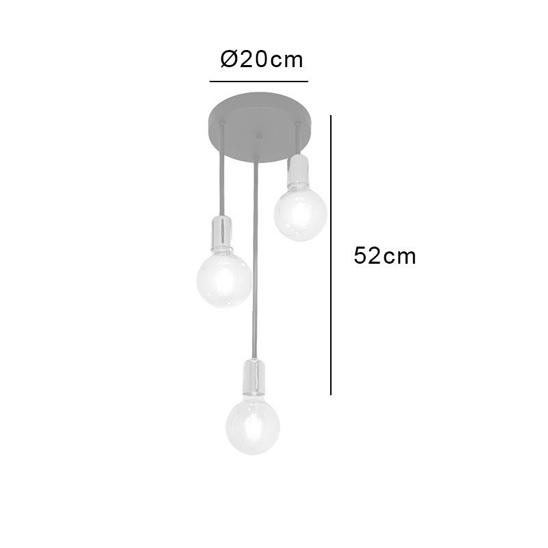 Luminária de Teto Plafon para Salas, Quartos e Lavabos Think na Cor Preto com Cobre para 3 Lâmpadas