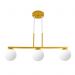 Lustre Pendente Jabuti Triplo Dourado com Globos de Vidro Brancos para 3 Lâmpadas G9 de LED Bivolt