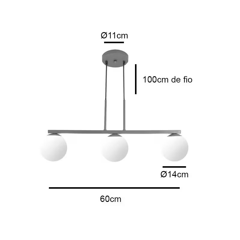 Lustre Pendente Jabuti Triplo Dourado com Globos de Vidro Brancos para 3 Lâmpadas G9 de LED Bivolt