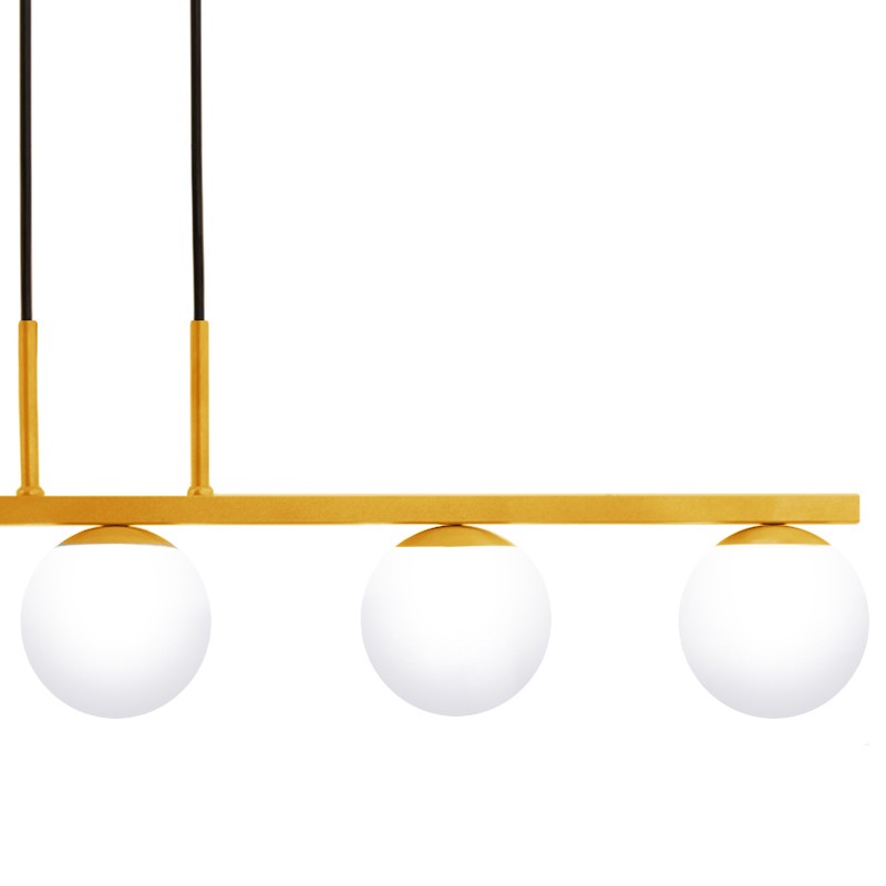 Pendente Jabuti Five Dourado Fosco com Globos Branco Fosco para 5 Lâmpadas G9 de LED