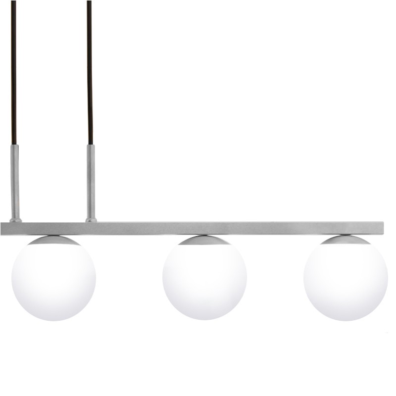 Pendente Jabuti Five na Cor Prata com Globos Brancos Fosco para 5 Lâmpadas G9 de LED