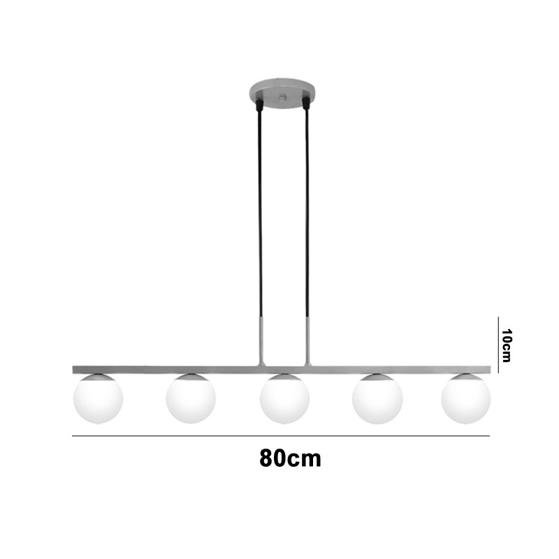Pendente Jabuti Five na Cor Prata com Globos Brancos Fosco para 5 Lâmpadas G9 de LED