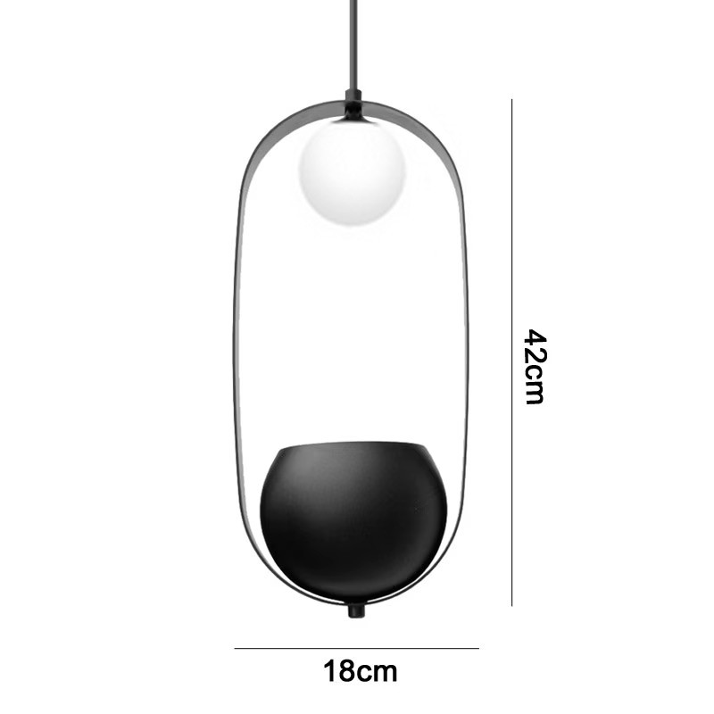 Pendente Jabuti Square com Globo de Ø10cm e Suporte para Plantas Cor Preto para 1 Lãmpada LED G9