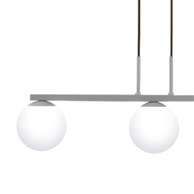 Pendente Jabuti Triplo na Cor Prata com Globos Brancos Fosco para 3 Lâmpadas G9 de LED