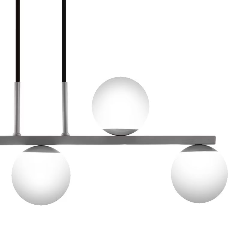 Pendente Jabuti UP na Cor Prata com Globos Brancos Fosco para 5 Lâmpadas G9 de LED