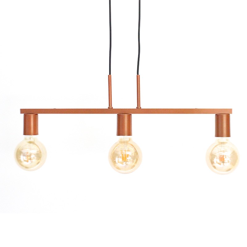 Pendente New Bar para 3 Lâmpadas Cobre 60cm E27 Bivolt para Salas e Quartos