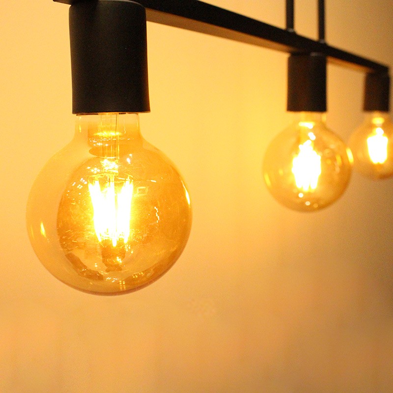 Pendente New Bar para 3 Lâmpadas Preto 60cm E27 Bivolt para Salas e Quartos