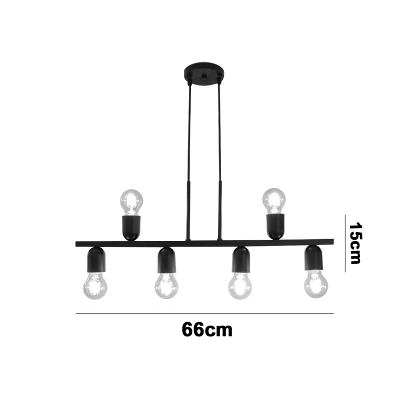 Pendente New UP na Cor Preta para 6 Lâmpadas E-27 Bivolt