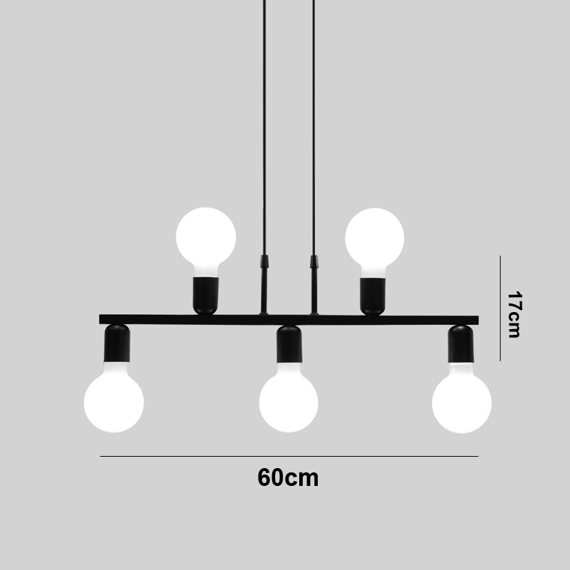 Pendente New UP na Cor Preto para 5 Lâmpadas E-27 Bivolt