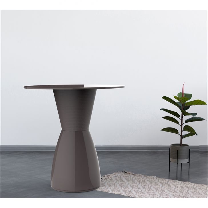 [OUTLET] Mesa Lateral Redonda Nobe Cinza Mushroom