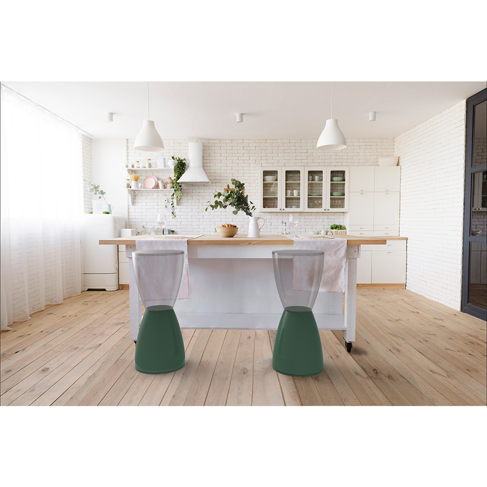 Banqueta Bery  Verde Alecrim e Incolor