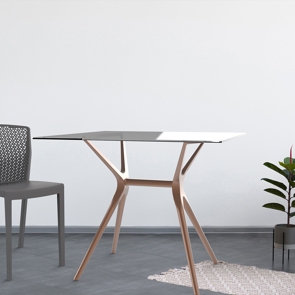 Base para Mesa de Cozinha Retangular Baletto Rosé (55x66 cm)