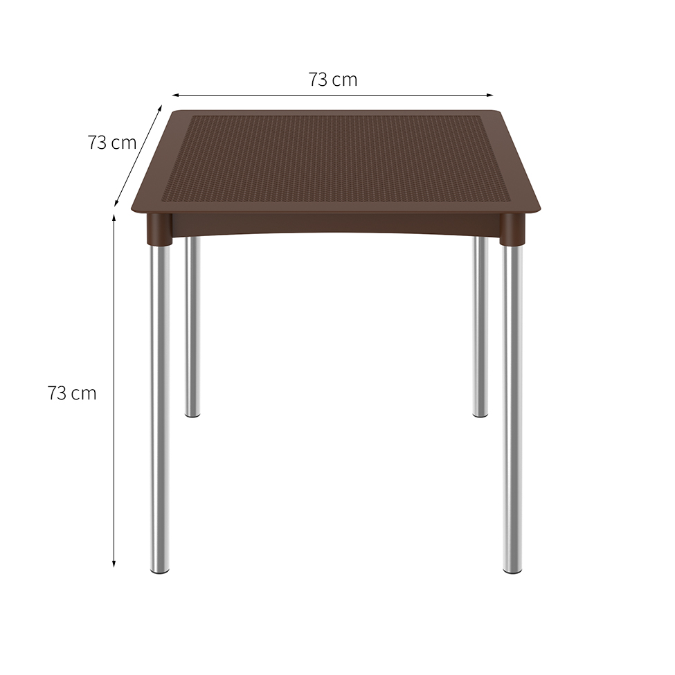 Mesa de Cozinha Quadrada Atto Rattan Pés em Alumínio Chocolate