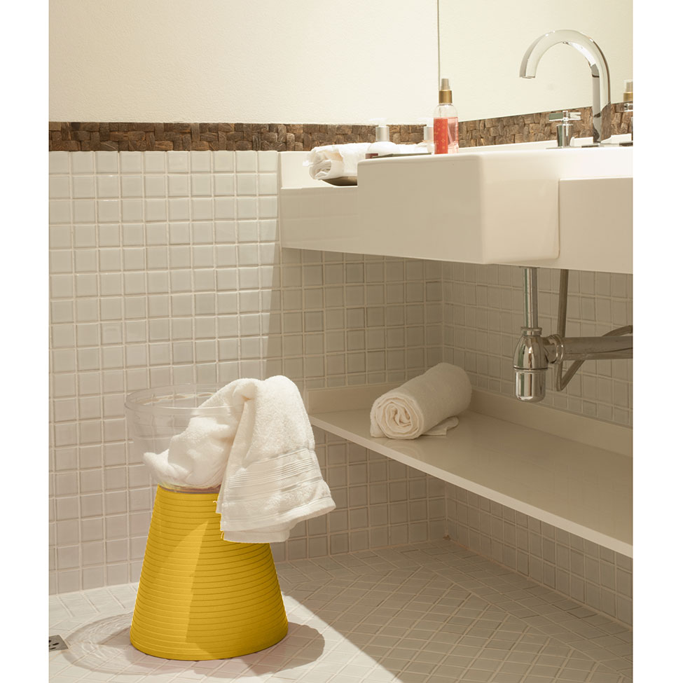 Banco Sili Policarbonato Cristal e Amarelo
