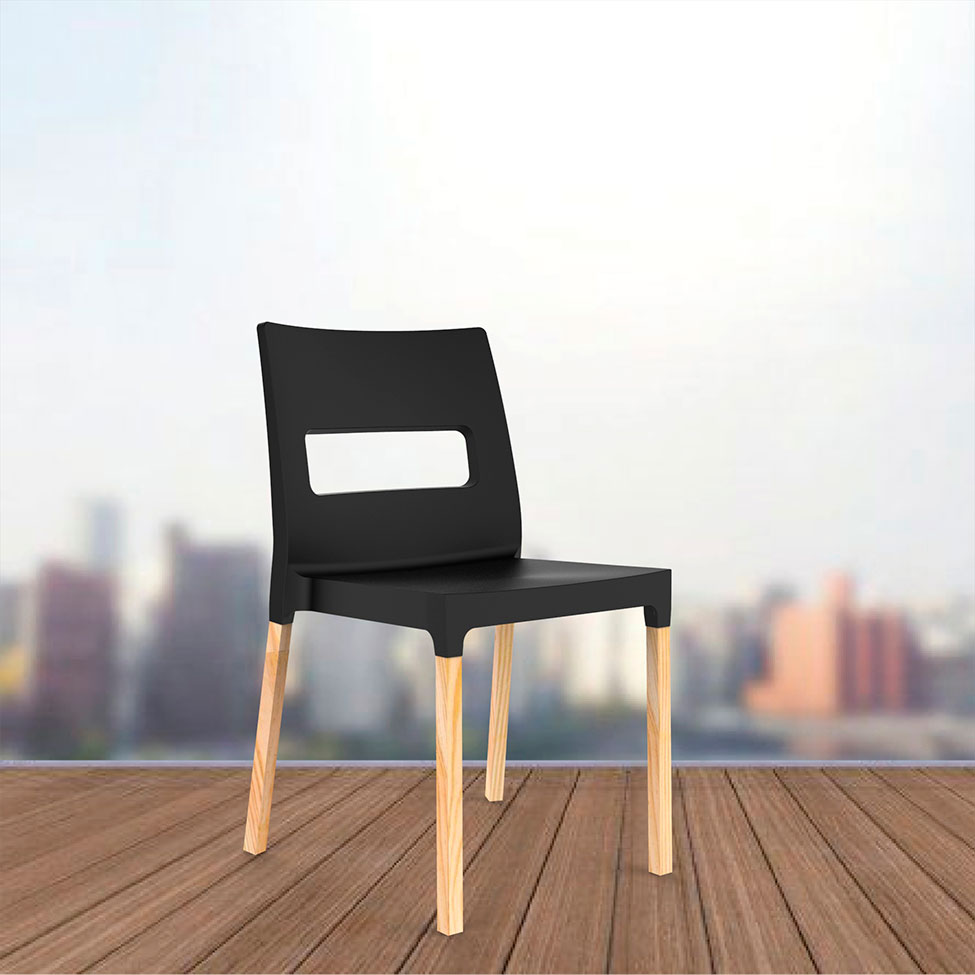 Cadeira Vezo Wood Preta