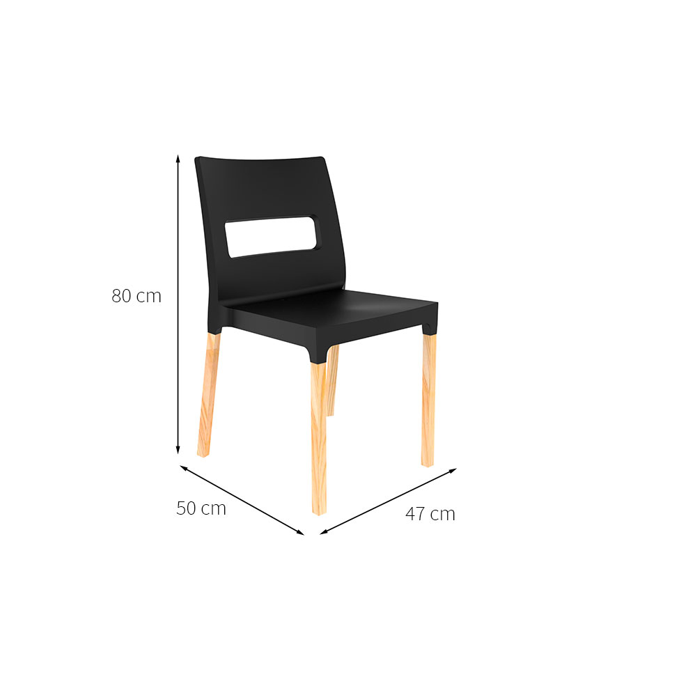 Cadeira Vezo Wood Preta