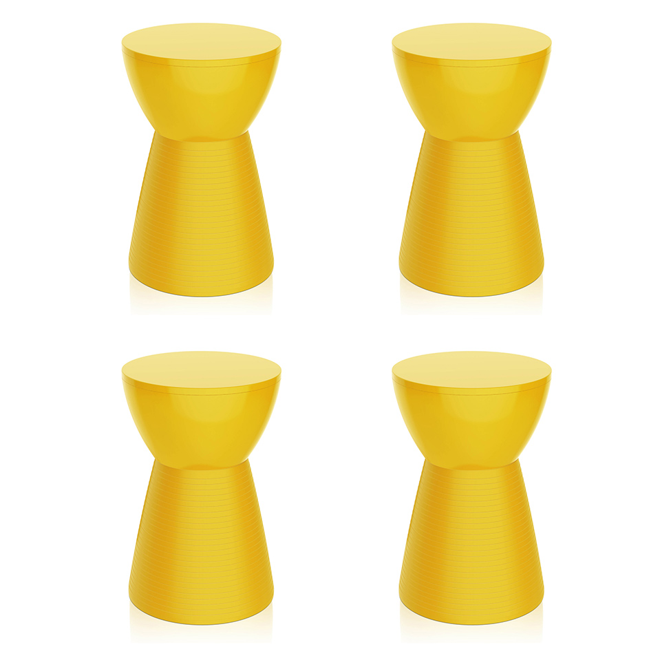 Conjunto com 4 Bancos Sili Amarelo