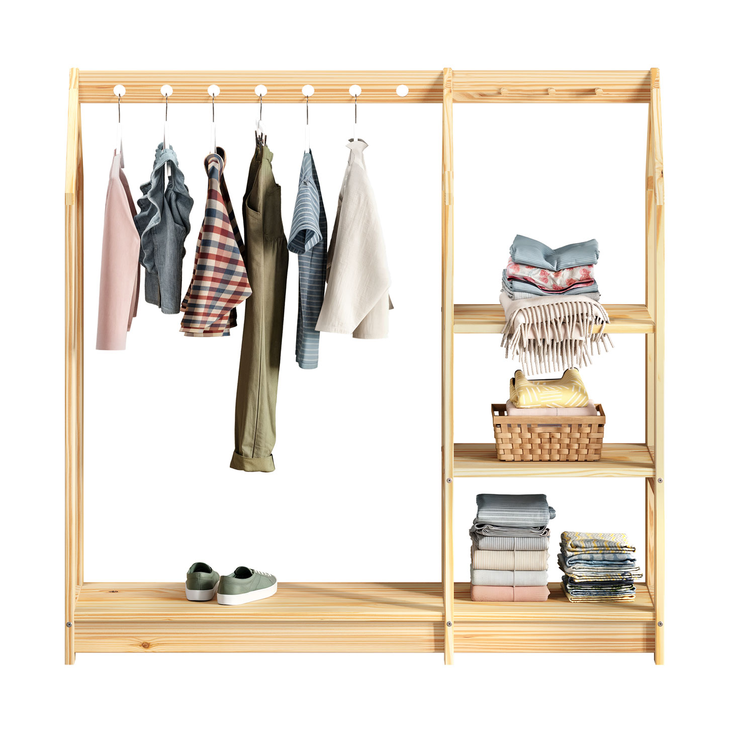 Arara Cabideiro Infantil Montessori Madeira Natural Sally