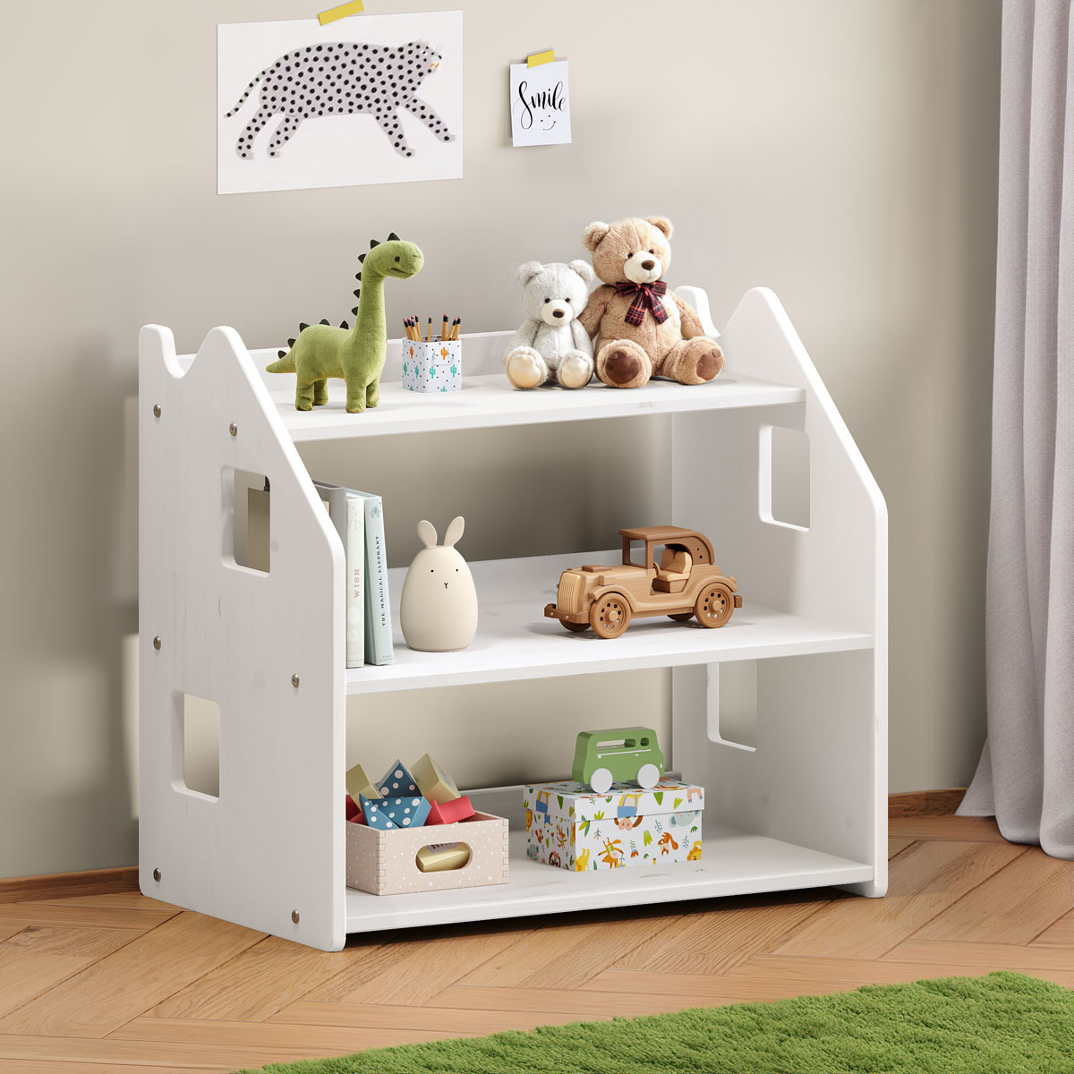 Armário Infantil Brinquedos Branco Organizador Madeira Yasmin