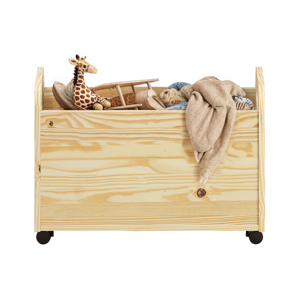 Baú de Brinquedos Organizador Rodinhas Quarto infantil Benjamin Natural
