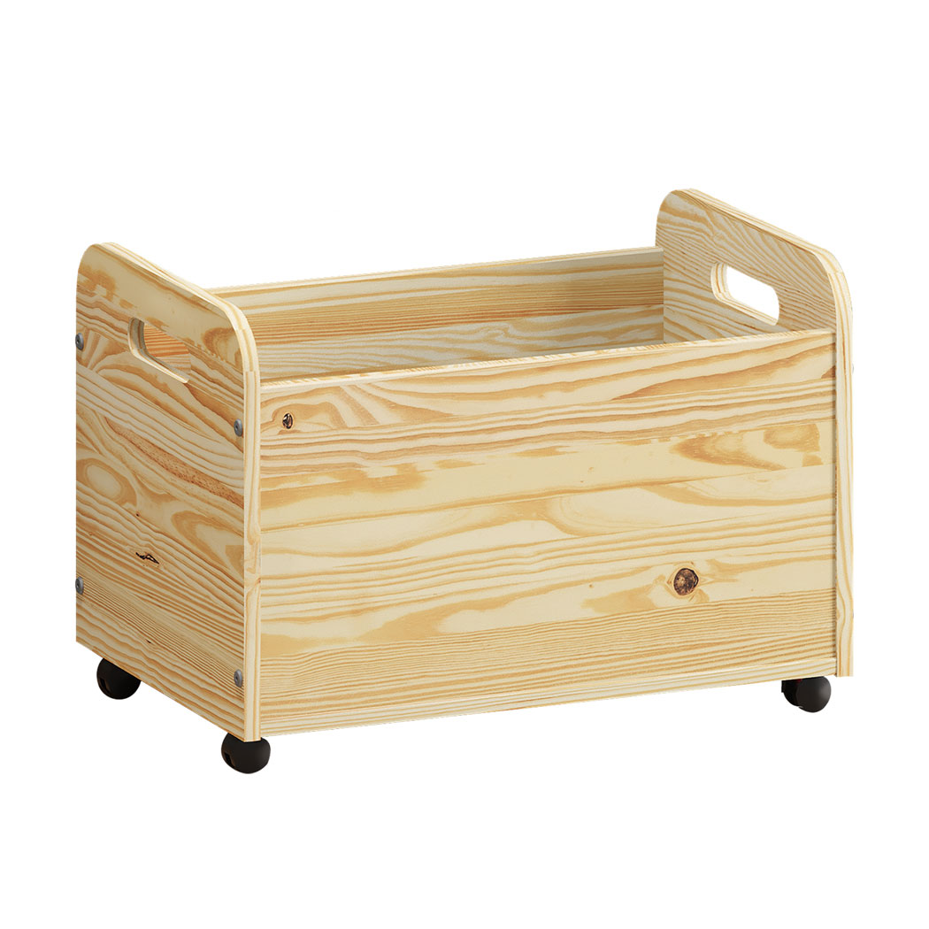 Baú de Brinquedos Organizador Rodinhas Quarto infantil Benjamin Natural