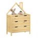Cômoda infantil Montessori Madeira Casinha 3 Gavetas Elano Natural