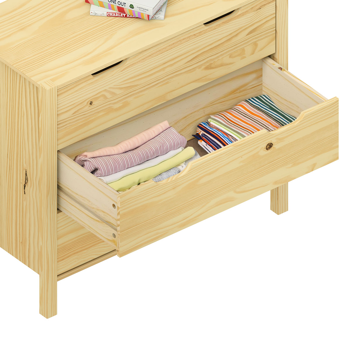Cômoda infantil Montessori Madeira Casinha 3 Gavetas Elano Natural