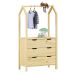 Cômoda infantil Montessori Madeira com Arara 3 Gavetas Amira Natural