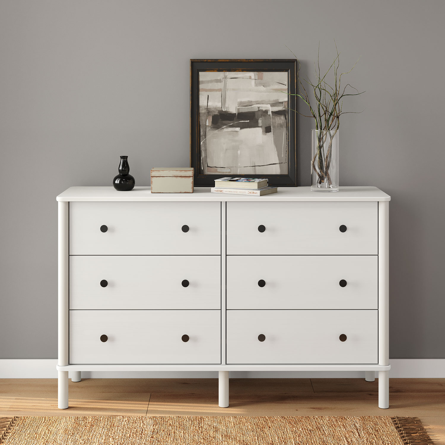 Cômoda para Quarto Madeira 6 Gavetas Moderna Apoana Branco