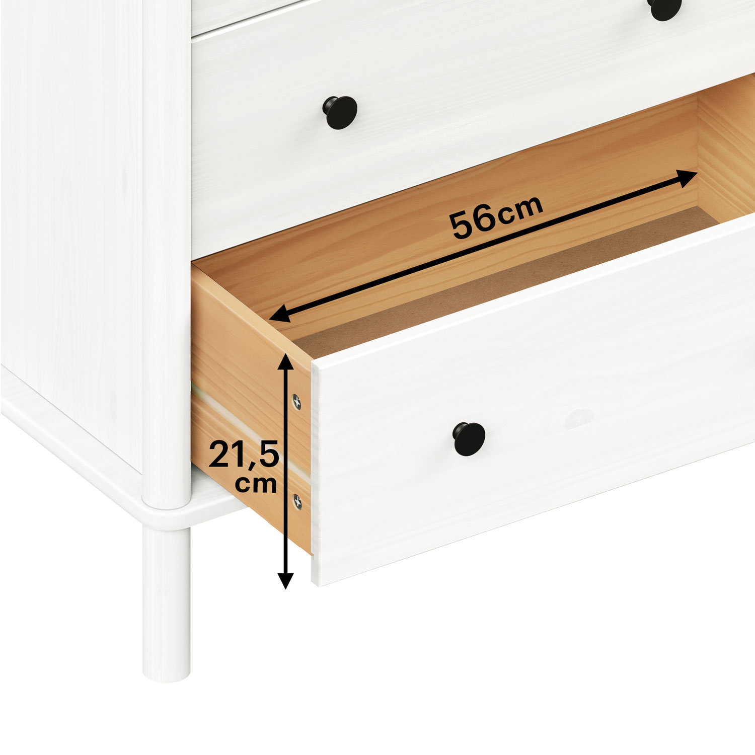 Cômoda para Quarto Madeira 6 Gavetas Moderna Apoana Branco